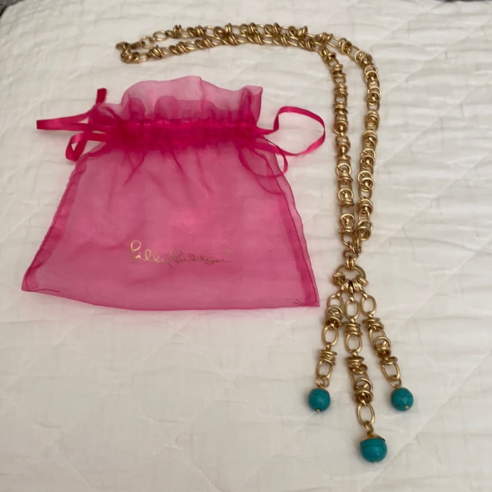 Lilly Pulitzer turquoise and gold necklace